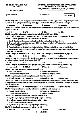 Đề thi thử Tốt nghiệp THPT môn Sinh học - Mã đề 221 - Năm học 2020-2021 - Sở giáo dục và đào tạo Bắc Ninh (Có đáp án)
